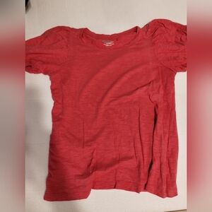 Chicos Linen Flutter Sleeve Top Coral Size 2 (L)